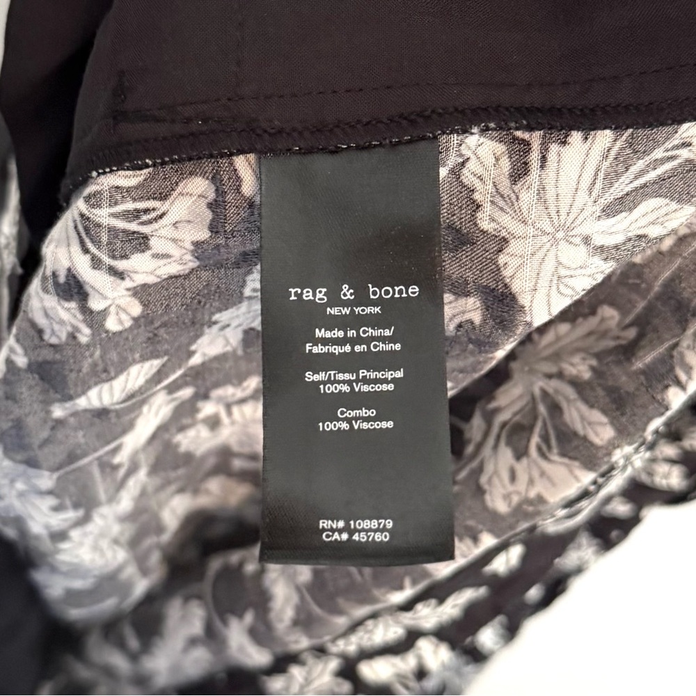 NWT Rag + Bone Black & White Floral Surplus Romper Short Sleeve $425 Size 6 - Picture 6 of 7